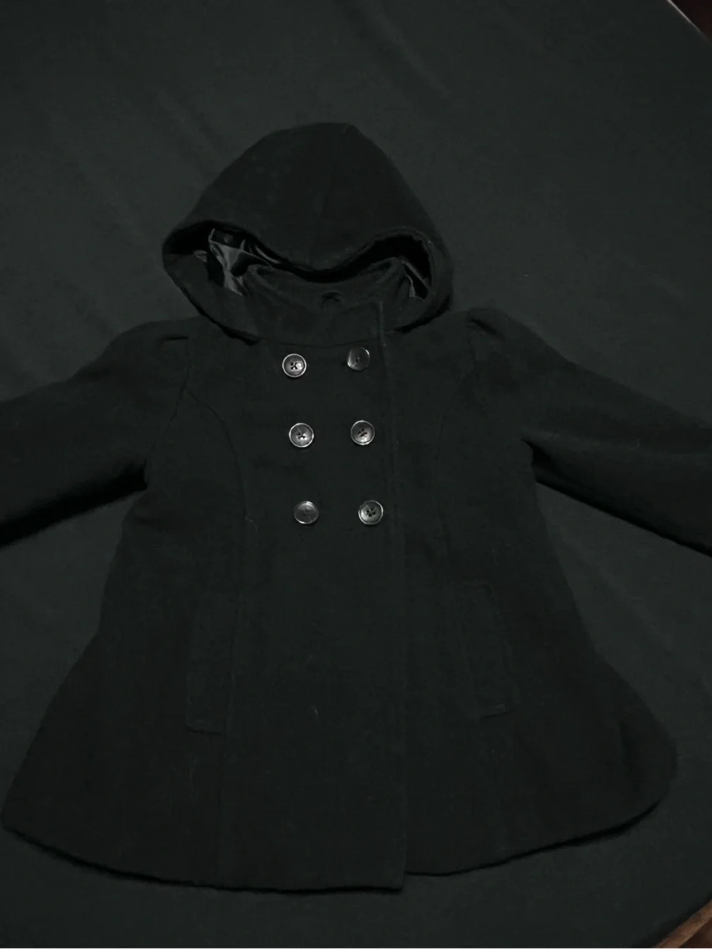 Old Navy Black Hooded Double-Breasted Peacoat for Kids